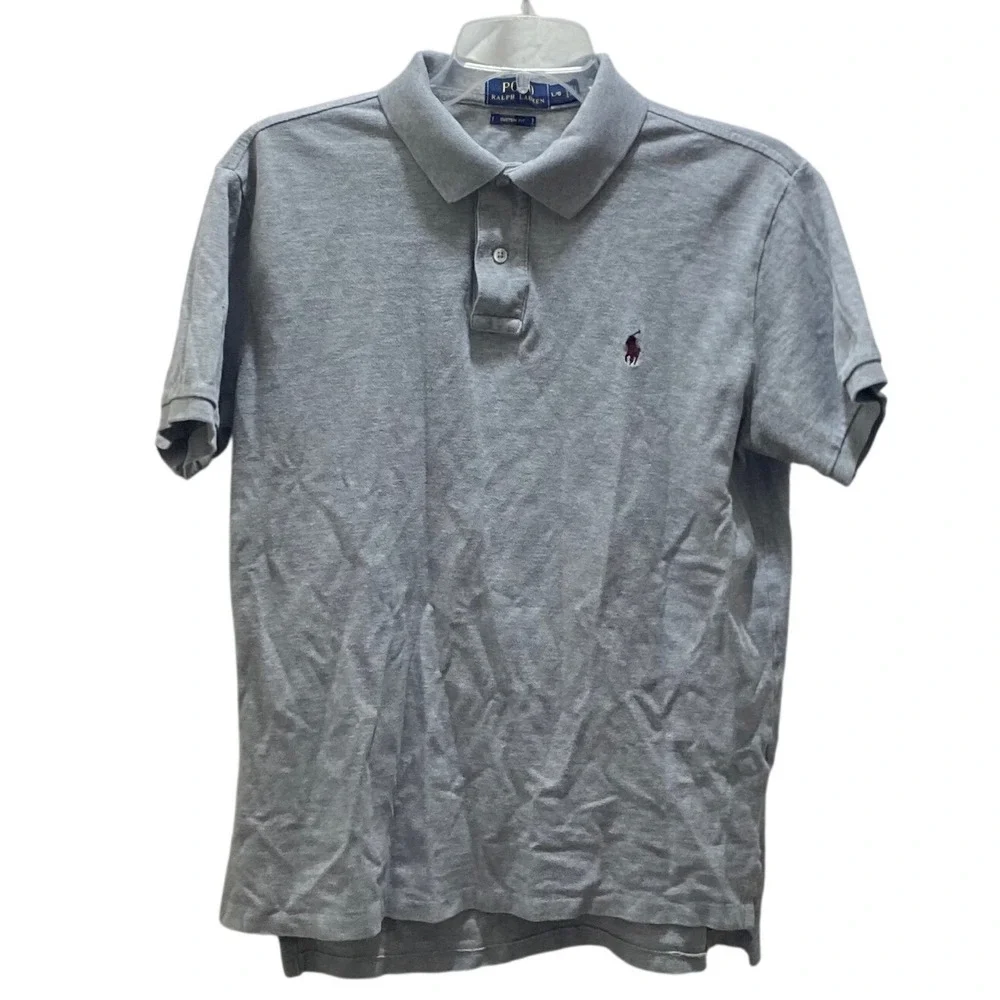 Polo Ralph Lauren Mens Custom Fit Polo Shirt Gray Short Sleeve Large B208